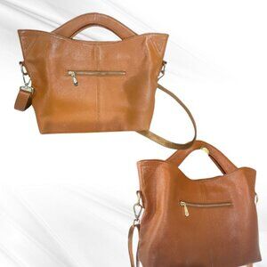 Paste Leather Handbag or Crossbody, Adjustable Shoulder Strap, Burnt Orange